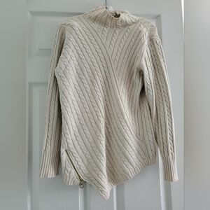 525 America Sweater Cable Zip Up Sweater Size S Women, Tan